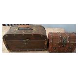 Two Wooden Storage Chests With Contents