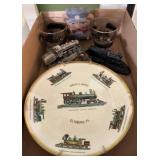Box With Train Collectibles and Souvenir Plate