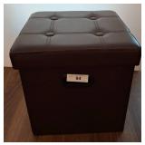 Brown Faux Leather Storage Ottoman