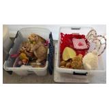 Two Bins With Holiday and Plush Items