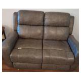 Gray Reclining Loveseat With Power Controls