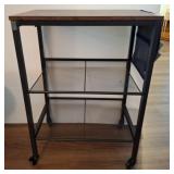 Metal Utility Cart With Shelves and Side Pouch