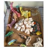 Ceramic Marine-Themed Figures and Coral