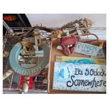 Nautical-Themed Decor With Crab and Flip-Flop Sign