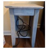 Gray Wooden Side Table With Lower Shelf