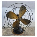 R&M Desk Fan with Brass Blades and Wire Guard