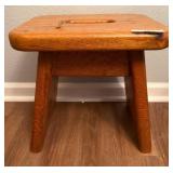 Solid Wood Stool with Handle Cutout