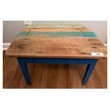 Rustic Wood Side Table with Painted Slats