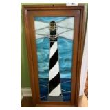 Framed Stained Glass Lighthouse Panel
