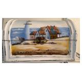 Wooden Chest with Hand-Painted Seaside Scene