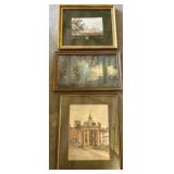 Three Framed Prints and Artwork Lot