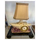 Ceramic Ship Lamp With Built-In Clock