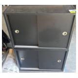 Black Metal Storage Cabinet with Sliding Doors