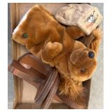 Wooden Horse Bookends and Plush Squirrel Toy