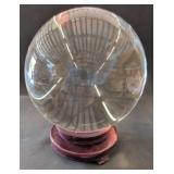 Clear Glass Sphere with Wood Base