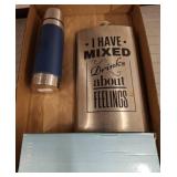 Metal Flask and Insulated Bottle Set