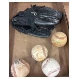 Rawlings Baseball Glove and Four Baseballs