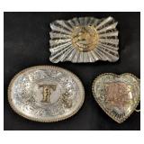Three Decorative Belt Buckles, Mixed Designs