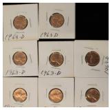 8 1963-D Lincoln Wheat Pennies