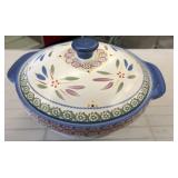 Hand-Painted Ceramic Covered Casserole Dish