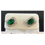 Emerald-Colored Stud Earrings in 925 Silver