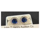 Sterling Silver Earrings with Blue Stones