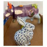 Porcelain Rabbit and Decorative Ceramic Cow Bank
