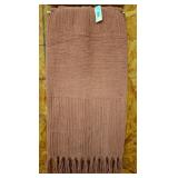 Nicole Miller Brown Fringe Throw Blanket