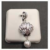 925 Silver Pendant with Pearl and Gem Accents