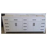 White Double Vanity with Countertop and Sinks