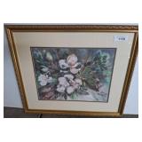 Framed Floral Painting With Golden Border