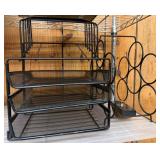 Black Metal Desk Organizer and Wine Rack