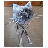 Metal Cat Sculpture With Spiral Body