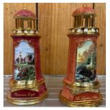 Ceramic Lighthouse Figurines with Lights