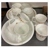 Corning USA White Cups and Bowls Set with Floral