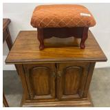 Wooden Cabinet and Upholstered Footstool