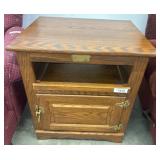 White Clad Oak Cabinet with Brass Accents