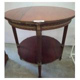 Round Two-Tier Wooden Accent Table, 30x29