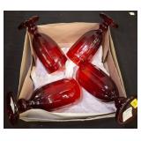 Four Red Glass Goblets