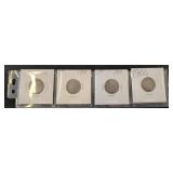 Four V Nickel Coins, 1877-1900