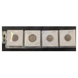 Four V Nickel Coins in Protective Sleeves