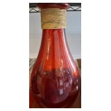 Red Glass Vase With Rope Accent