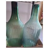 Green Ribbed Glass Bottles