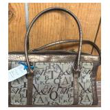 Sag Harbor Print Handbag With Faux Croc Trim