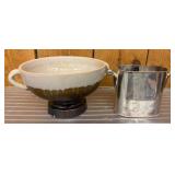 Ceramic Bowl and Metal wine bucket