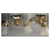 Brass Ceiling Lights with Frosted Glass Shades