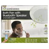 Homewerks Bath Fan with Bluetooth Speaker & LED