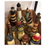 Box Lot of Mixed Lighthouse Figurines