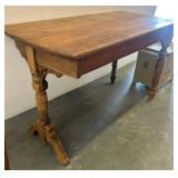 Turned-Leg Drop-Leaf Wood Table, 48x24x31