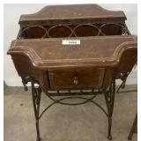 Metal and Wood Wine Rack with Storage Drawer